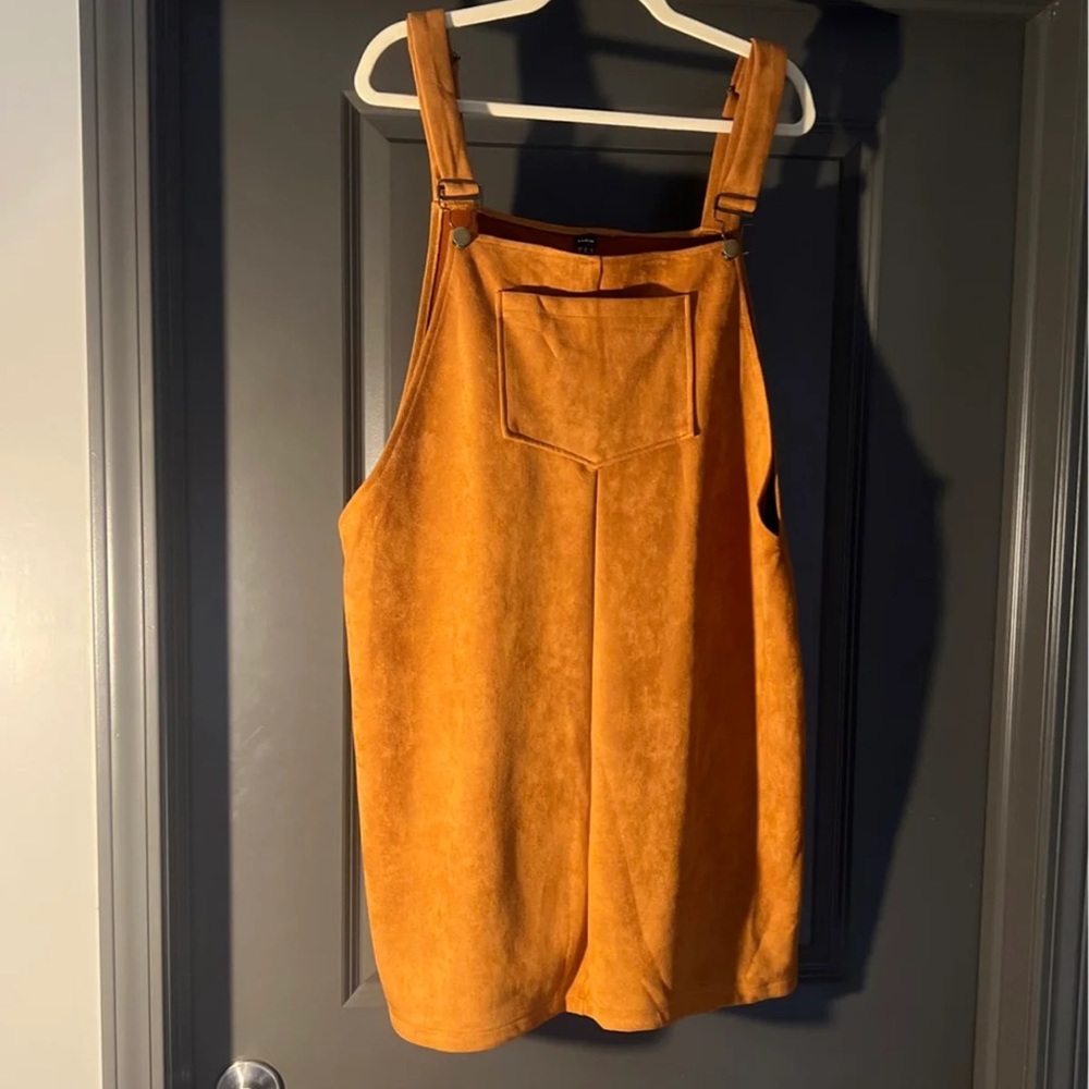 - Faux suede jumper dress